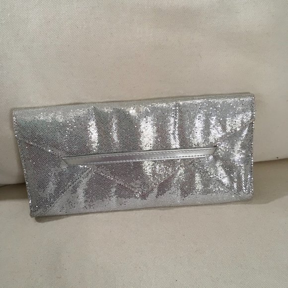 Victoria's Secret Handbags - Victoria's Secret Envelope Clutch Silver Sparkle